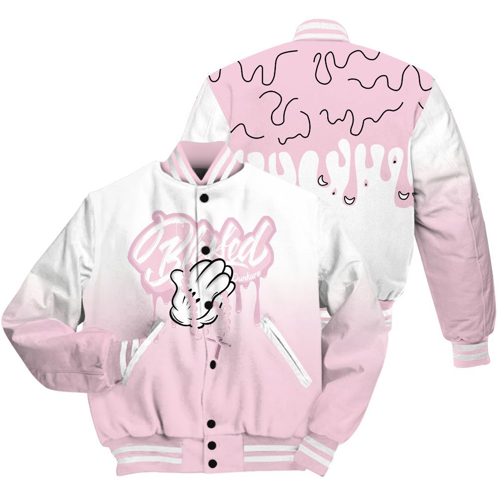 Varsity Jacket To Match Orchid 4s Shirt, God Blessed Drip All Over Print