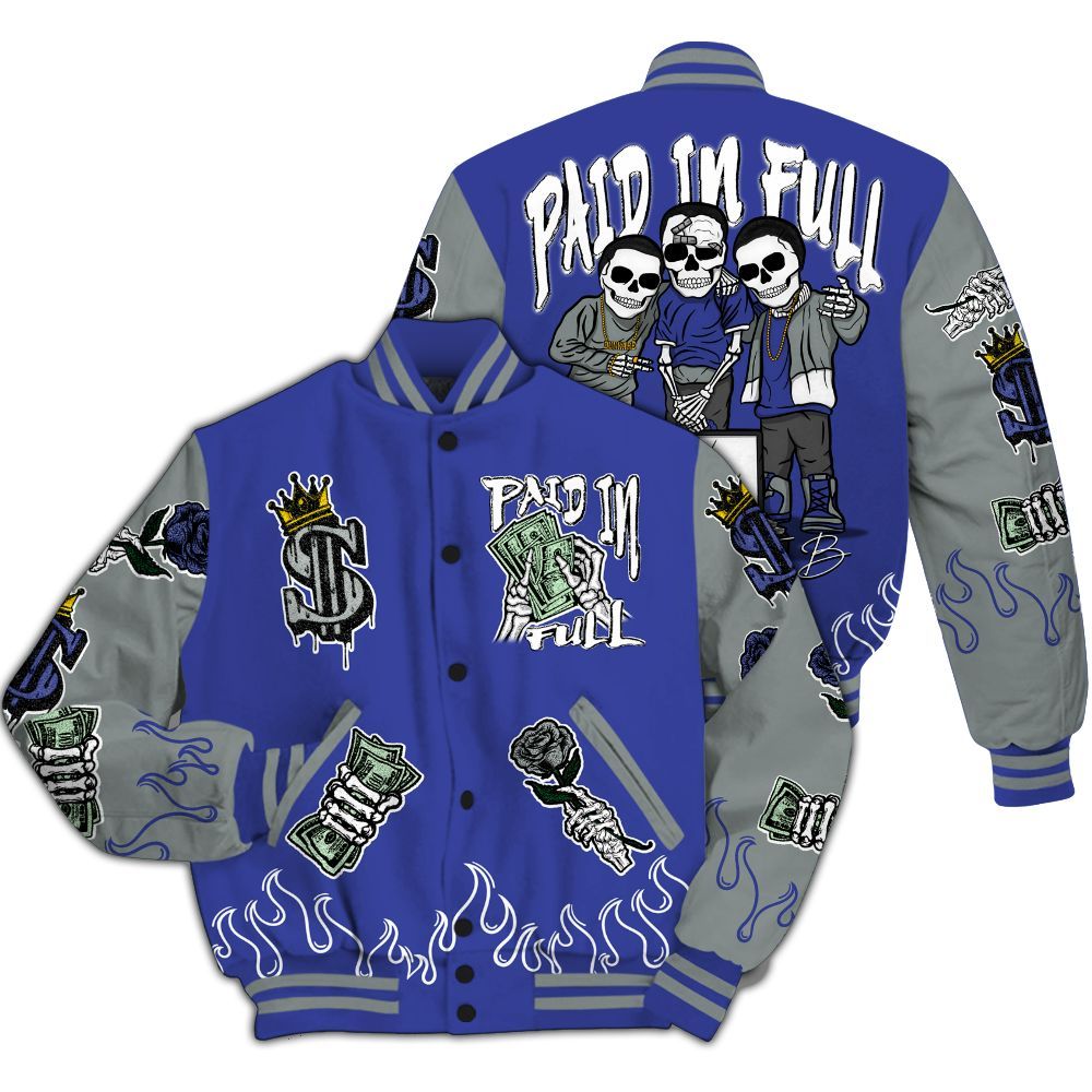 Varsity Jacket To Match Shox TL Royal - Fire Everybody Paid In All Over Print