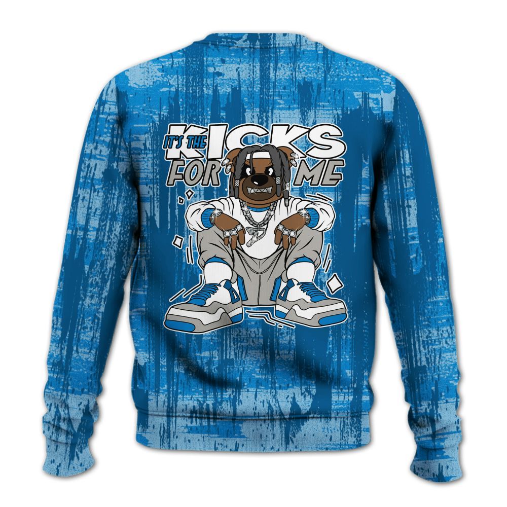 Sweatshirt To Match Industrial Blue 4s - Sneakers Bear Glitch Art All Over Print