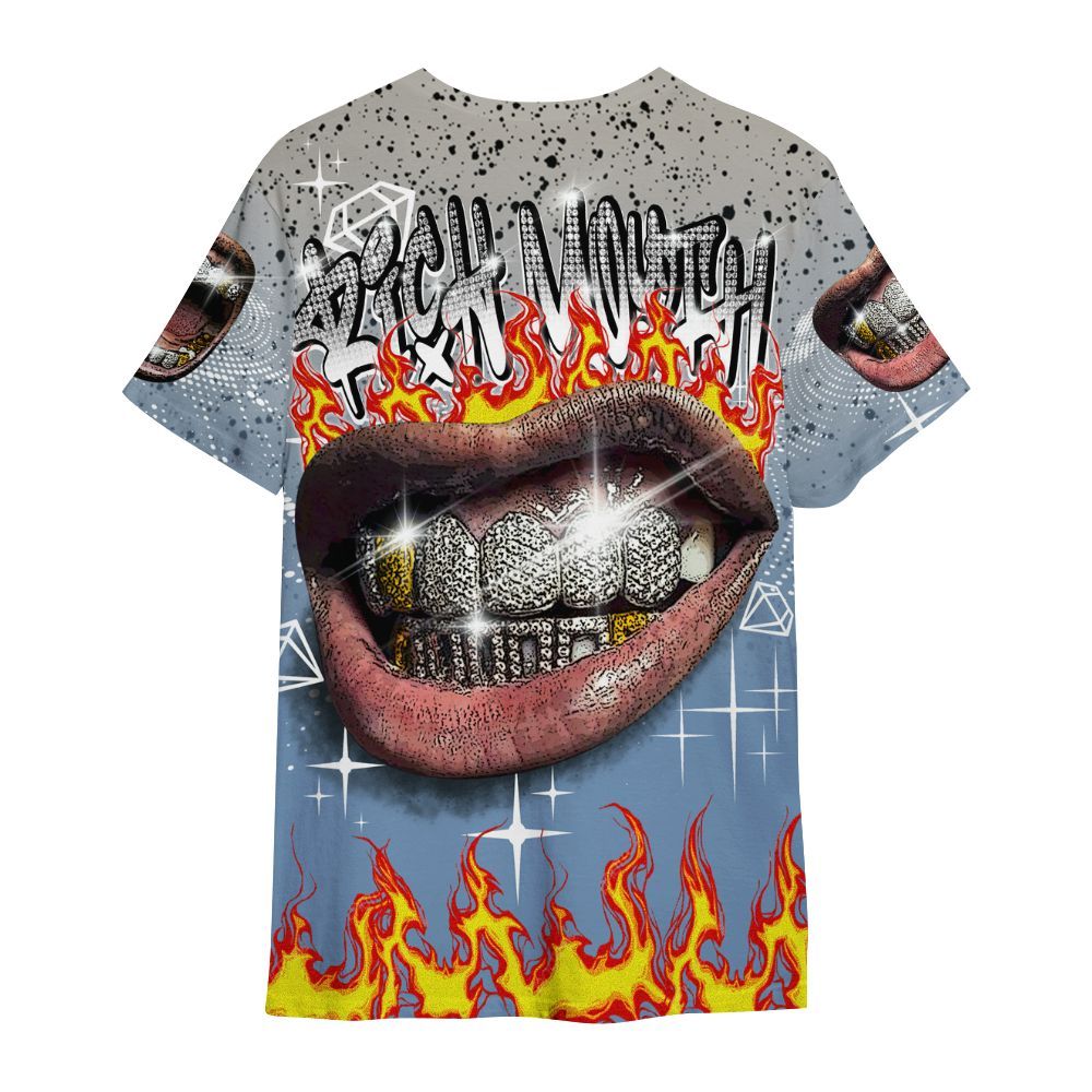 Shirt To Match University Blue 4s - Rich Mouth Fire Rap Retro 90s All Over Print