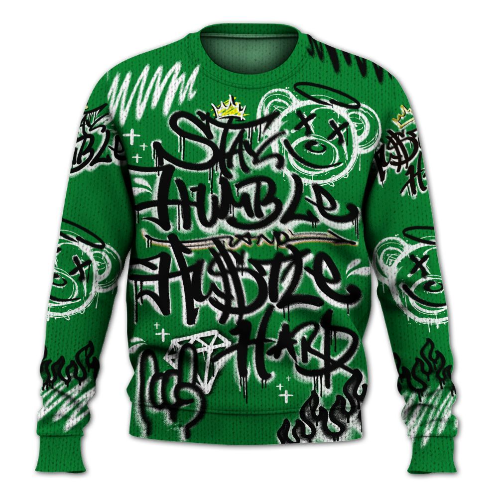 Knitted Sweater To Match Lucky Green 1s - Humble Drip Streetwear Graffity