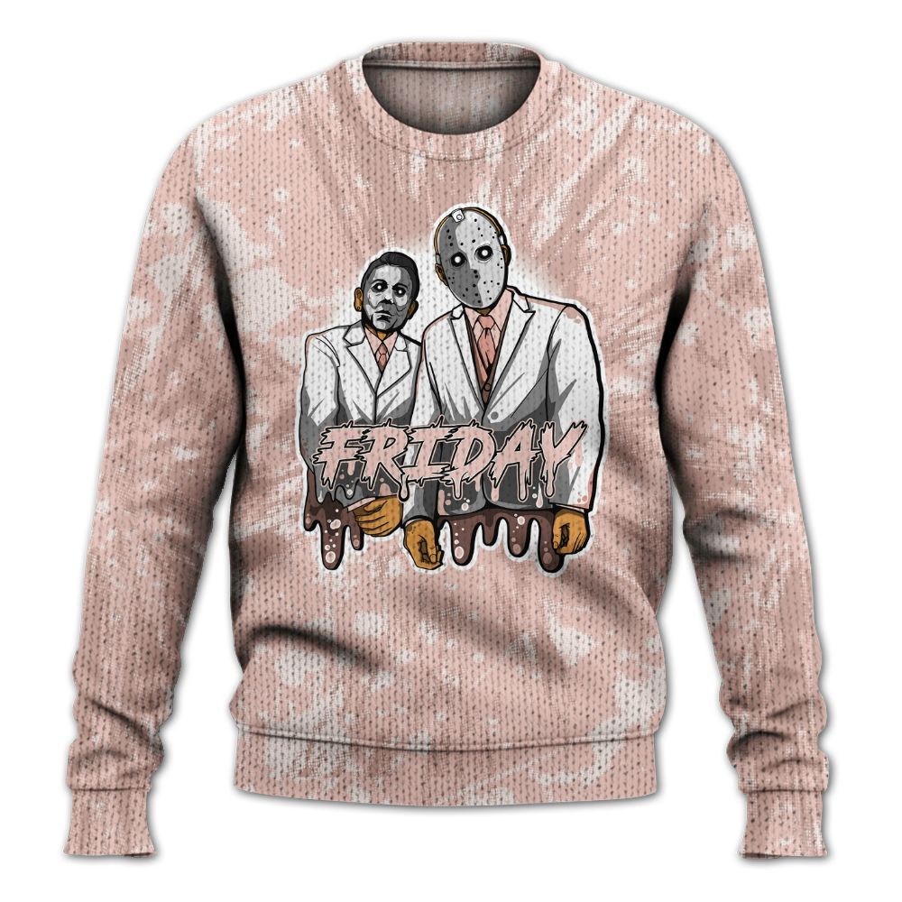 Knitted Sweater To Match Low Legend Pink 11s - Friday Halloween Graphic Luxury