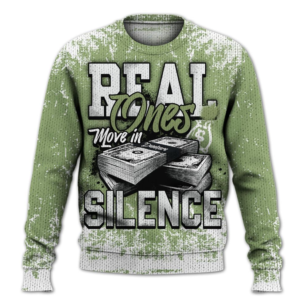 Knitted Sweater To Match Oil Green 4s - Move In Silence Money Street Retro