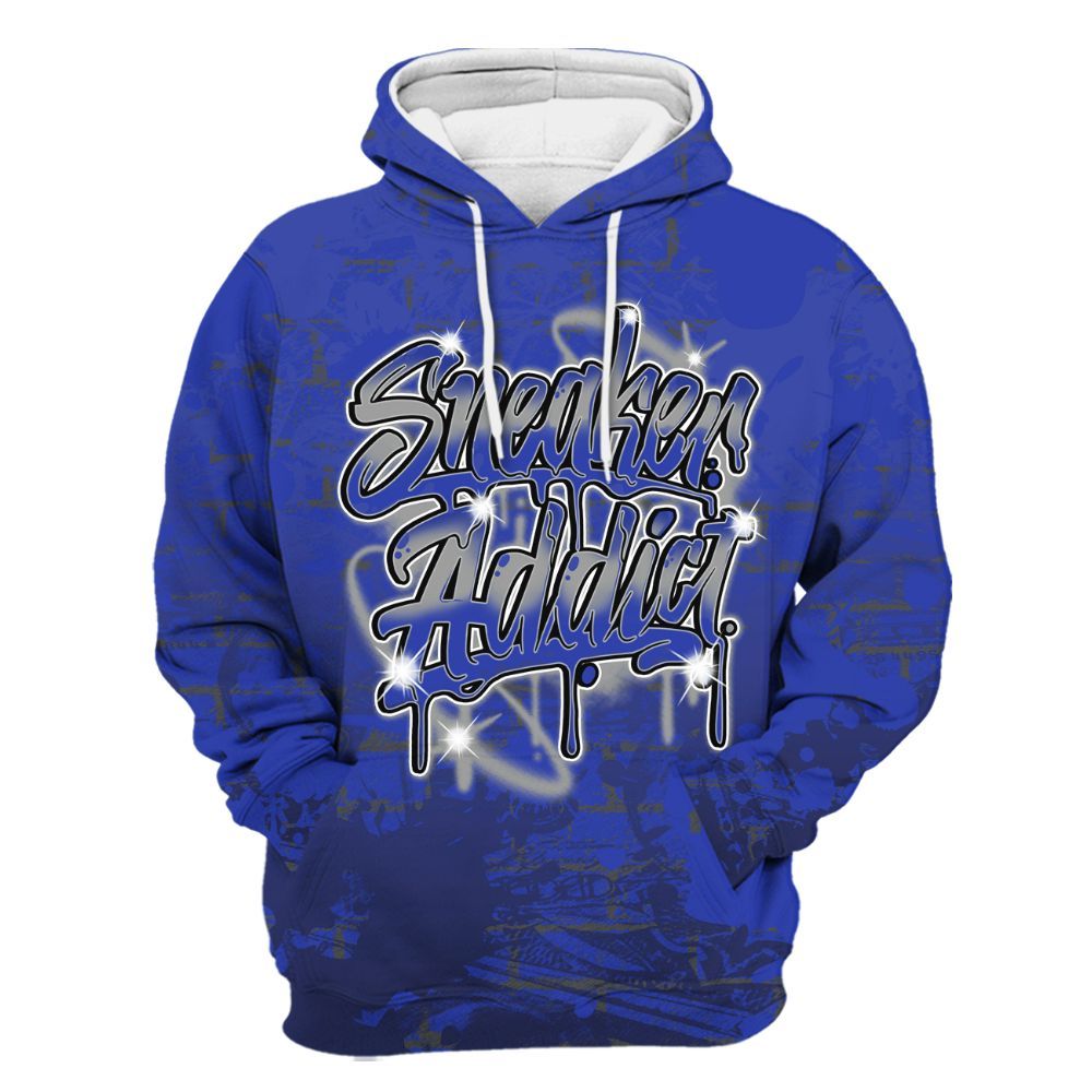 Hoodie To Match Air Max Plus Black Racer Blue - Addiction Sneakers Graphic Street Art All Over Print