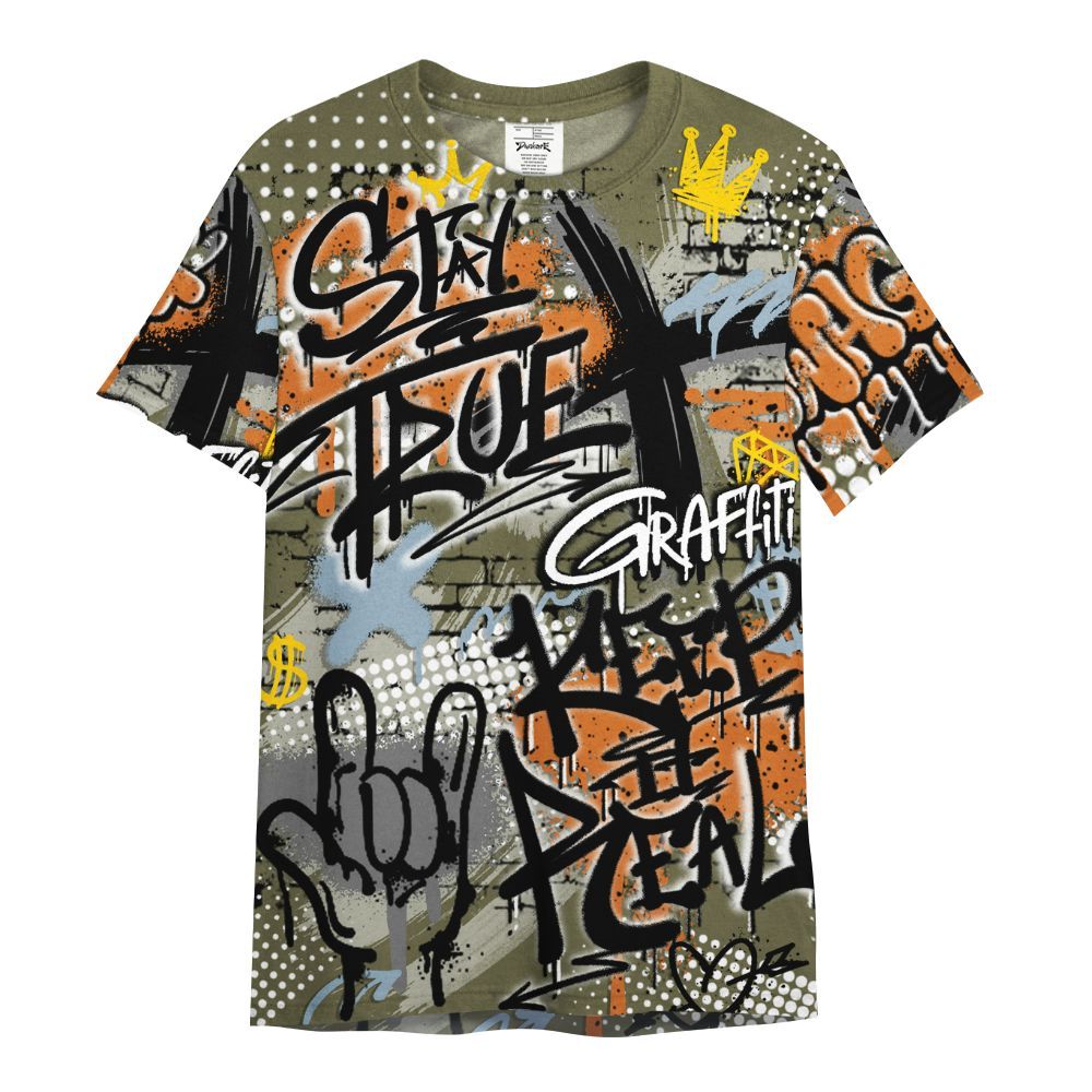 Shirt To Match Olive 5s - True It Real Graffiti Streetwear All Over Print
