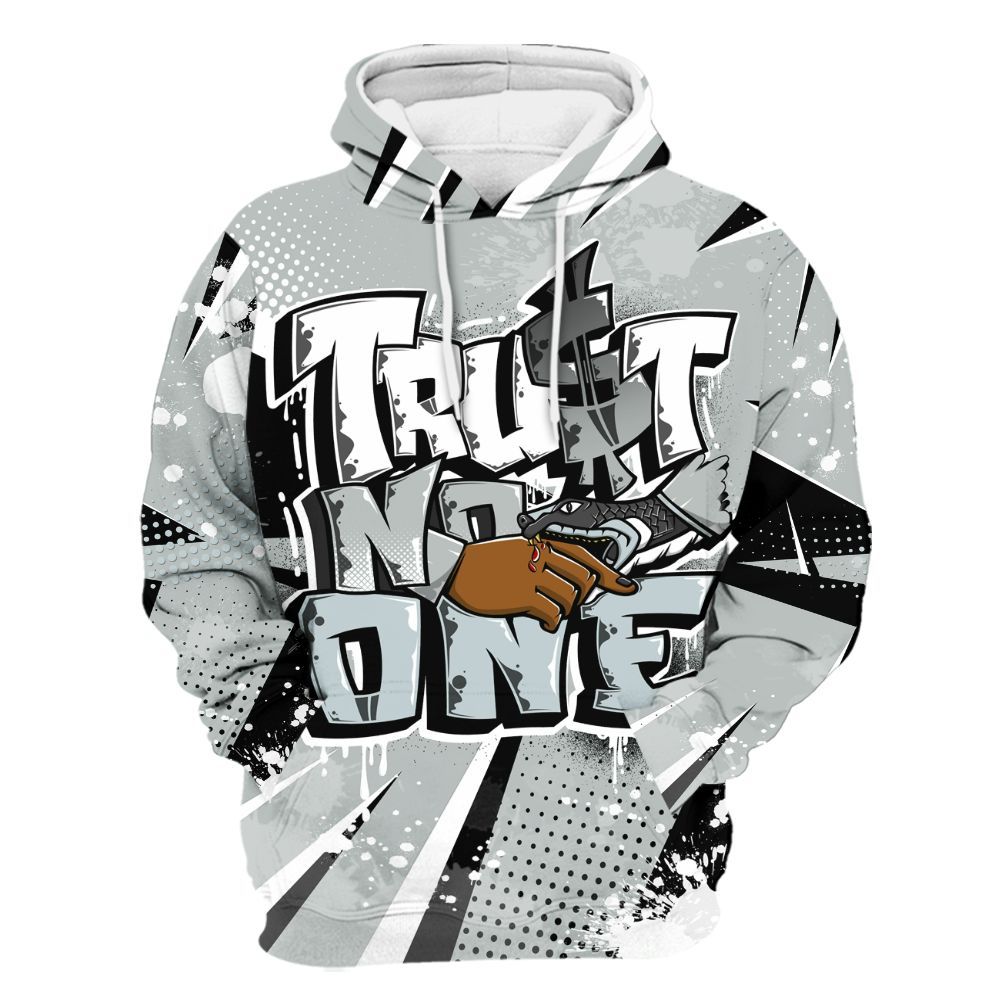Hoodie To Match Black Wolf Grey 12s - Poly Trust No One Dripping All Over Print