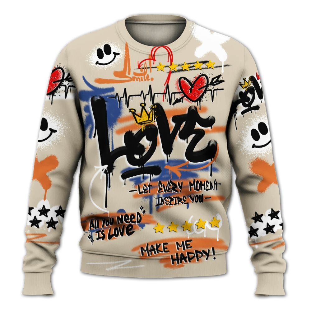 Dunkare Air Max 90 Rattan Birch Shirt, Happy Love Beats Graffiti Streetwear All Over Print Unisex Sweatshirt