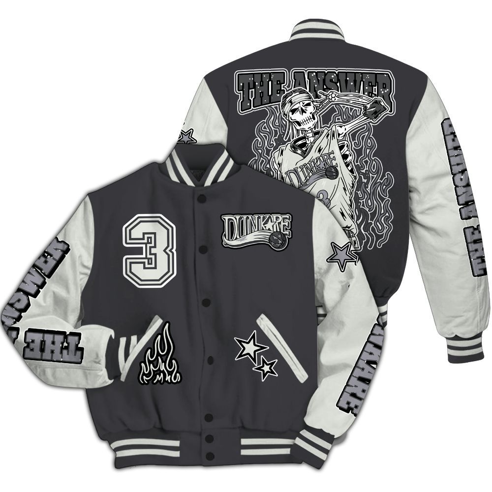 Varsity Jacket To Match Fear 4s - Allen Answer Skeleton All Over Print