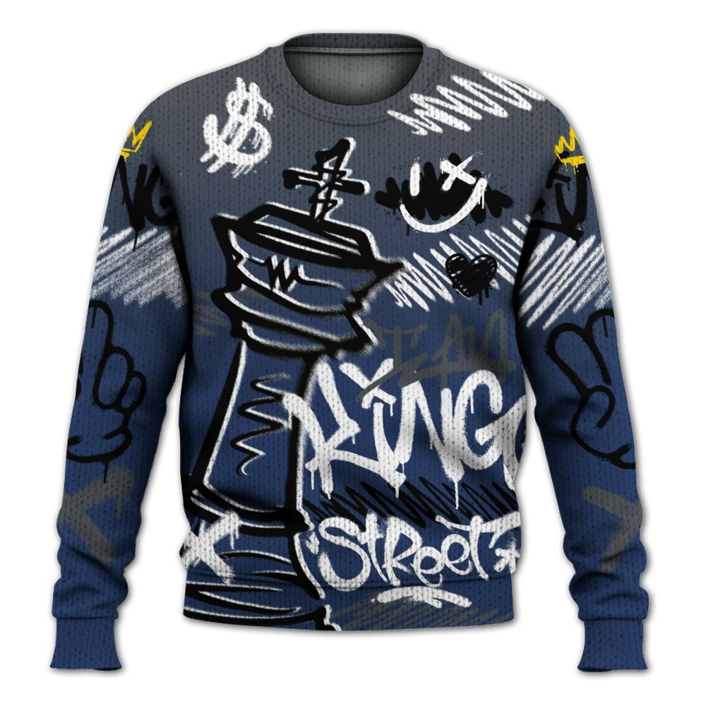 Knitted Sweater To Match Retro Flint 13s - Street King Chess Streetwear