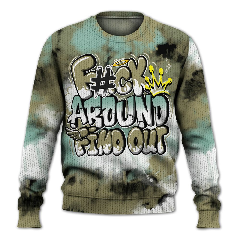 Knitted Sweater To Match Dunk Low Suede Olive Aura - Tie Dye FK Around Find Out