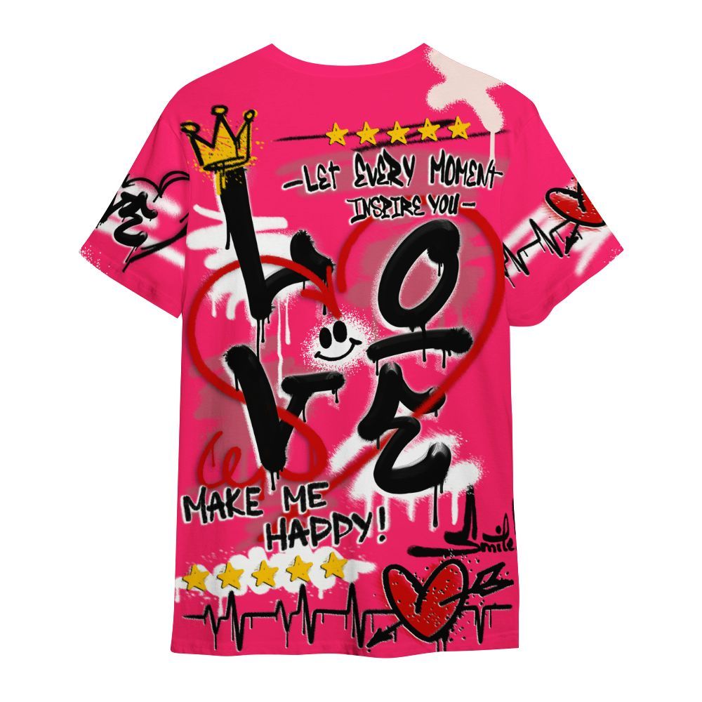 Shirt To Match A'One Hyper Pink Shirt, Happy Love Beats Graffiti Streetwear All Over Print