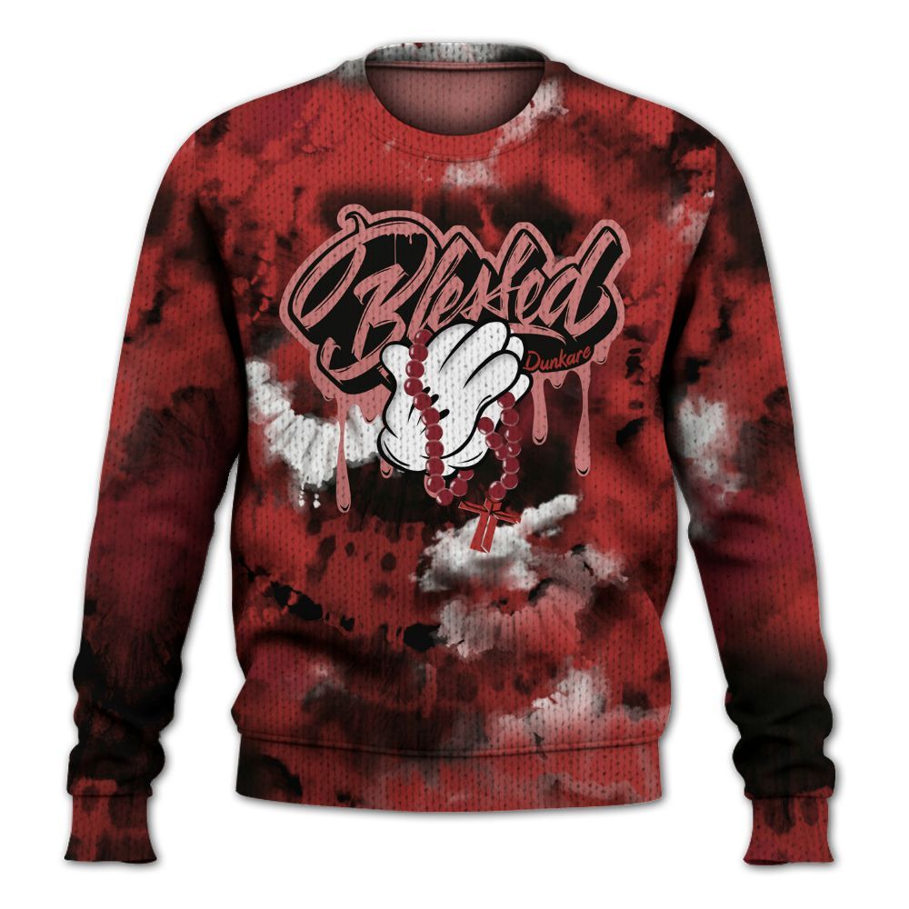 Knitted Sweater To Match Bred Reimagined 4s - God Blessed Tie Dye