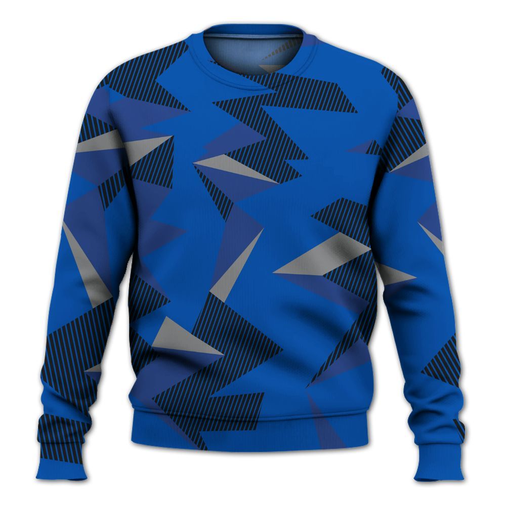 Sweatshirt To Match Racer Blue 5s - Geometric Camouflage Pattern All Over Print