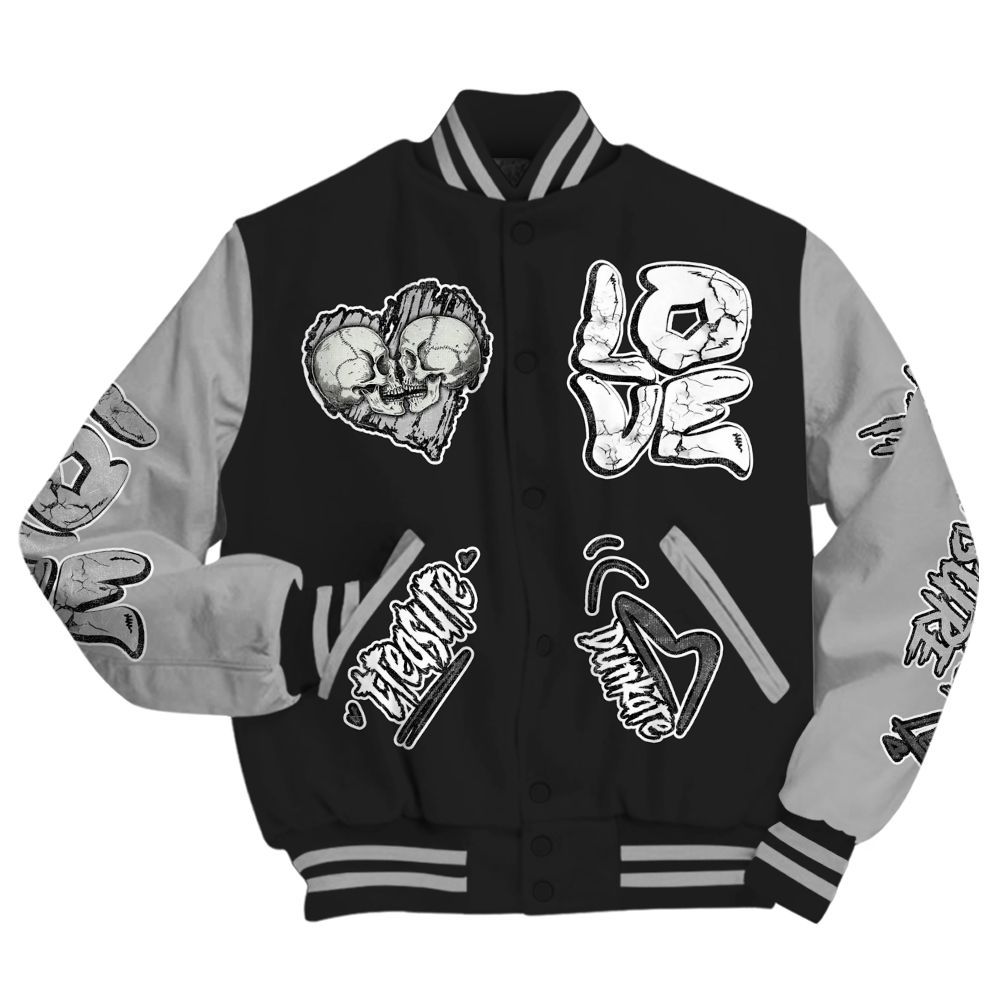 Varsity Jacket To Match NOCTA Black 2s - Skull Bear All Over Print
