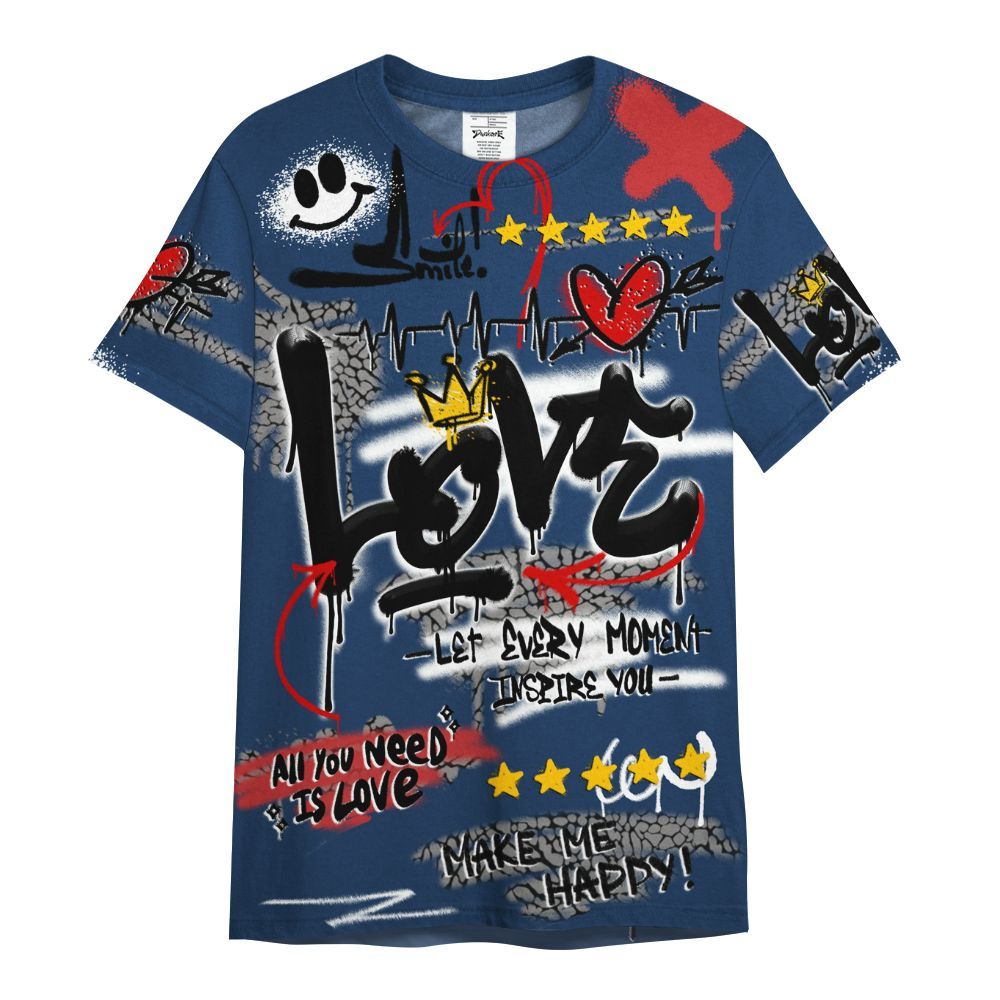 Shirt To Match SP Sport Royal 3s - Happy Love Beats Graffiti Streetwear All Over Print