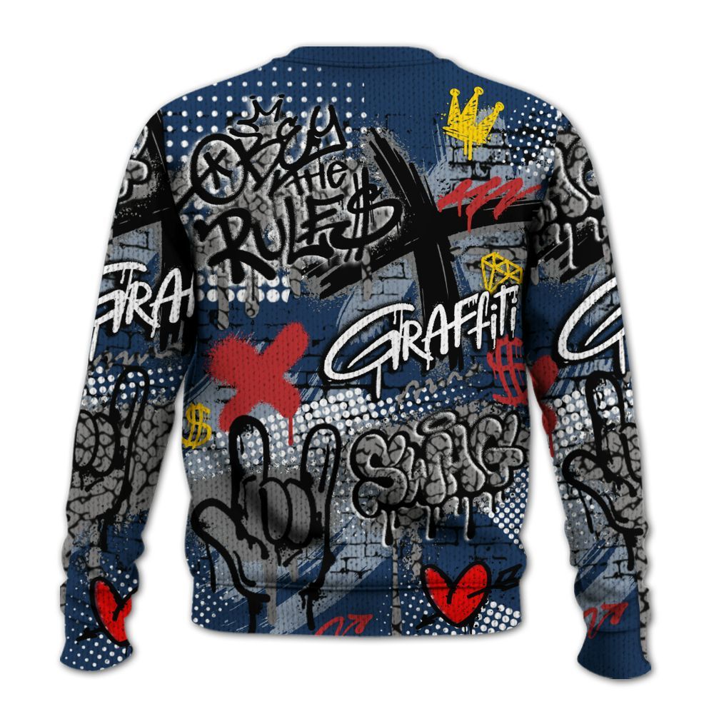 Knitted Sweater To Match SP Sport Royal 3s - True It Real Graffiti Streetwear