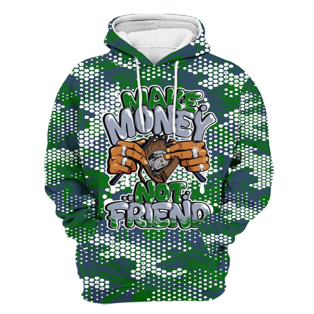 Hoodie To Match Midnight Navy 13s - Make Moneys Not Friend Graphic Banknotes All Over Print
