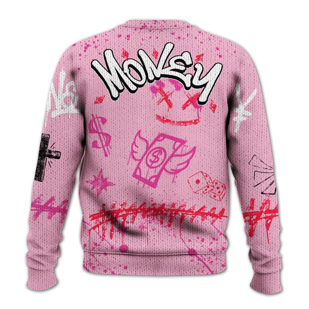 Sweater To Match Retro Bubble Gum Pink 6s - Everybody Paid In Full Crayon Graphic