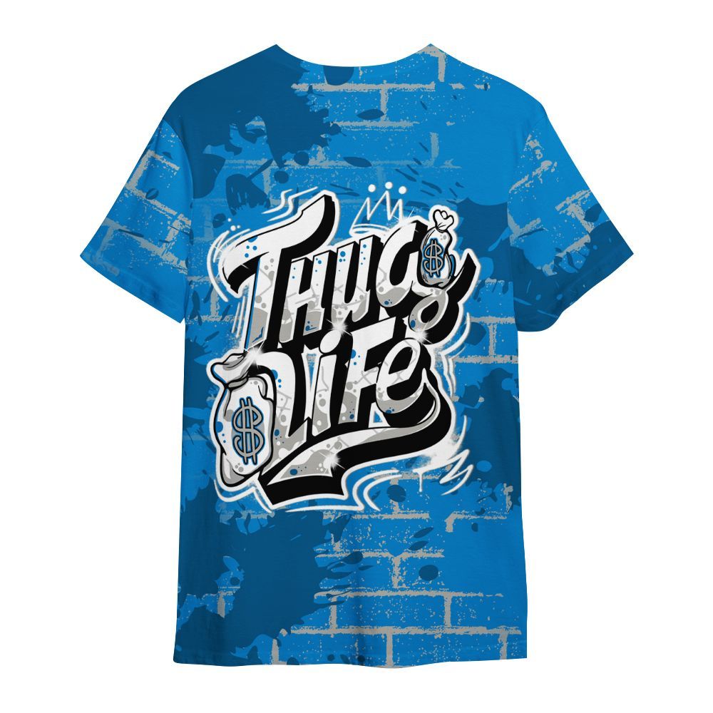 Shirt To Match Military Blue 4s - Free Thug Living Graphic Brick Art All Over Print