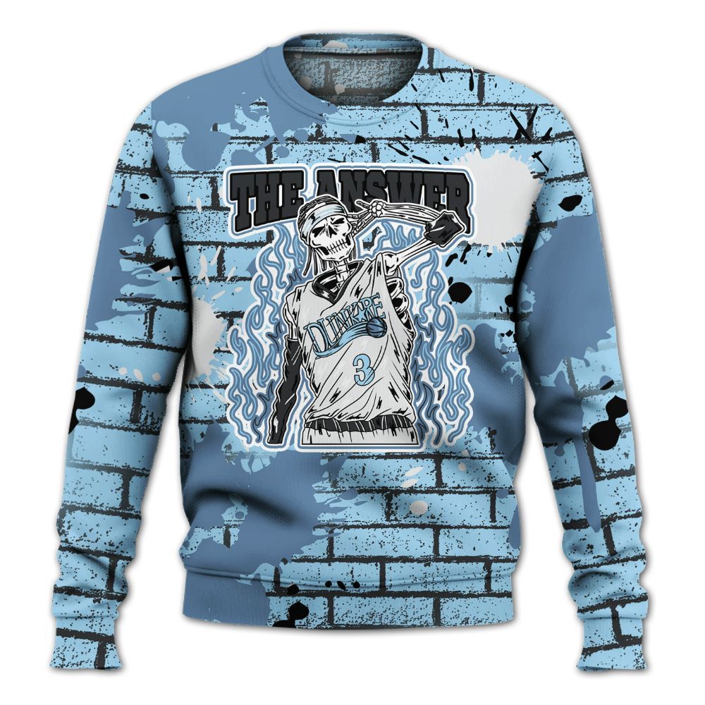 Sweatshirt To Match Legend Blue 11s - Allen Answer Skeleton Brick All Over Print