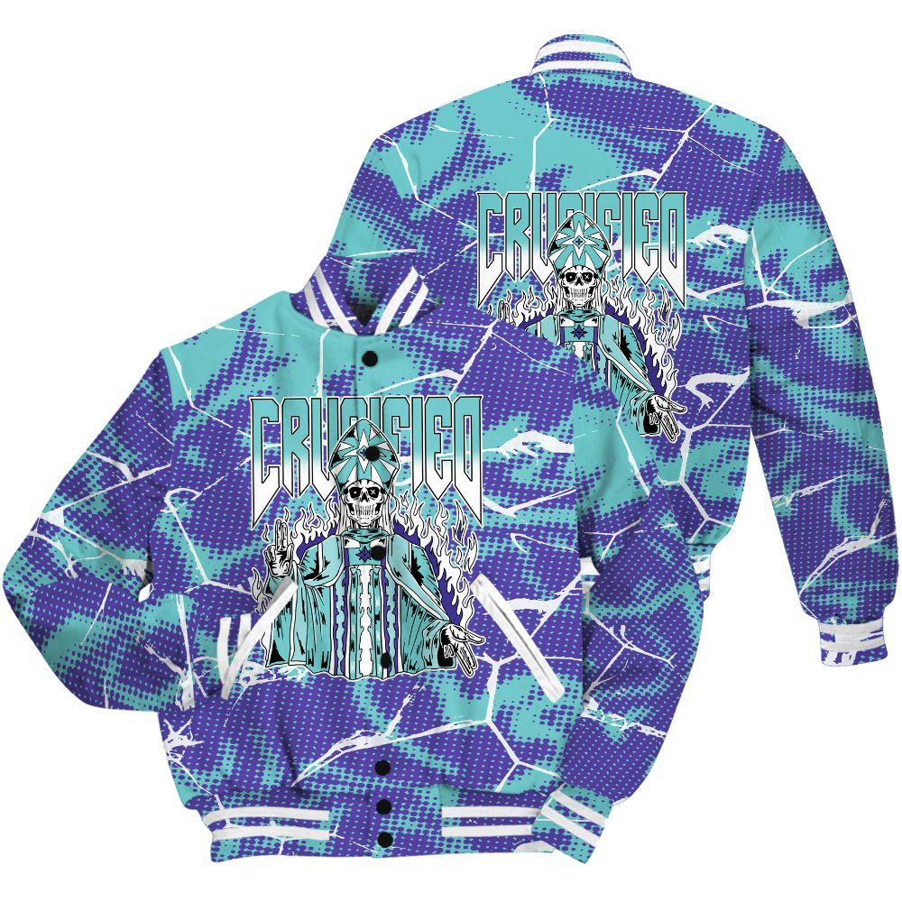 Varsity Jacket To Match Low Hornets 1s Shirt - Crucified Skeleton Crack All Over Print