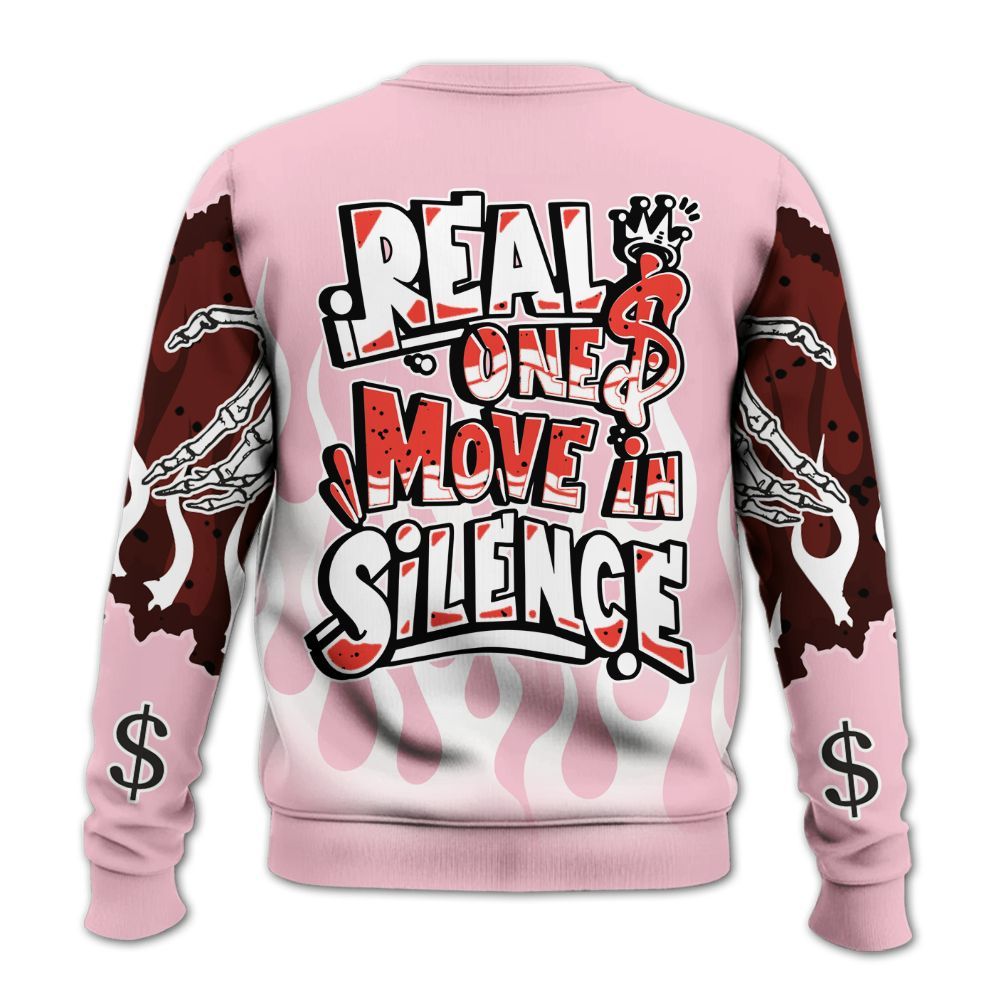 Sweatshirt To Match Retro Awake Arctic Pink - Ones Move In Silence Graphic Trapped All Over Print