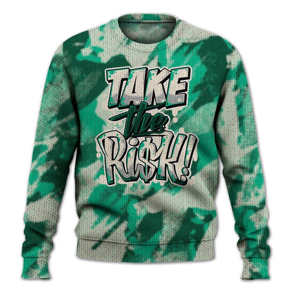 Knitted Sweater To Match Oxidized Green 4s - Take Risks Abstract