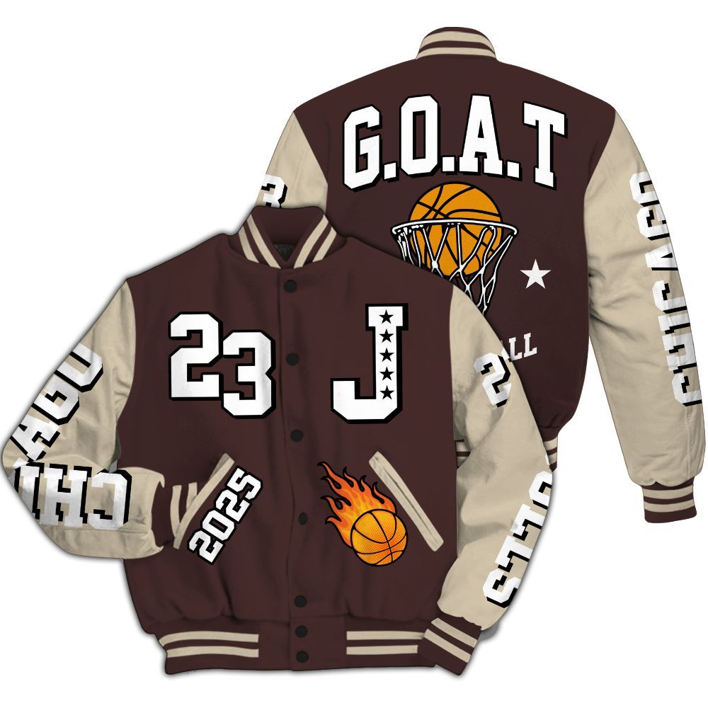 Varsity Jacket To Match Burgundy Crush 3s - Chicago 23 Basketball All Over Print