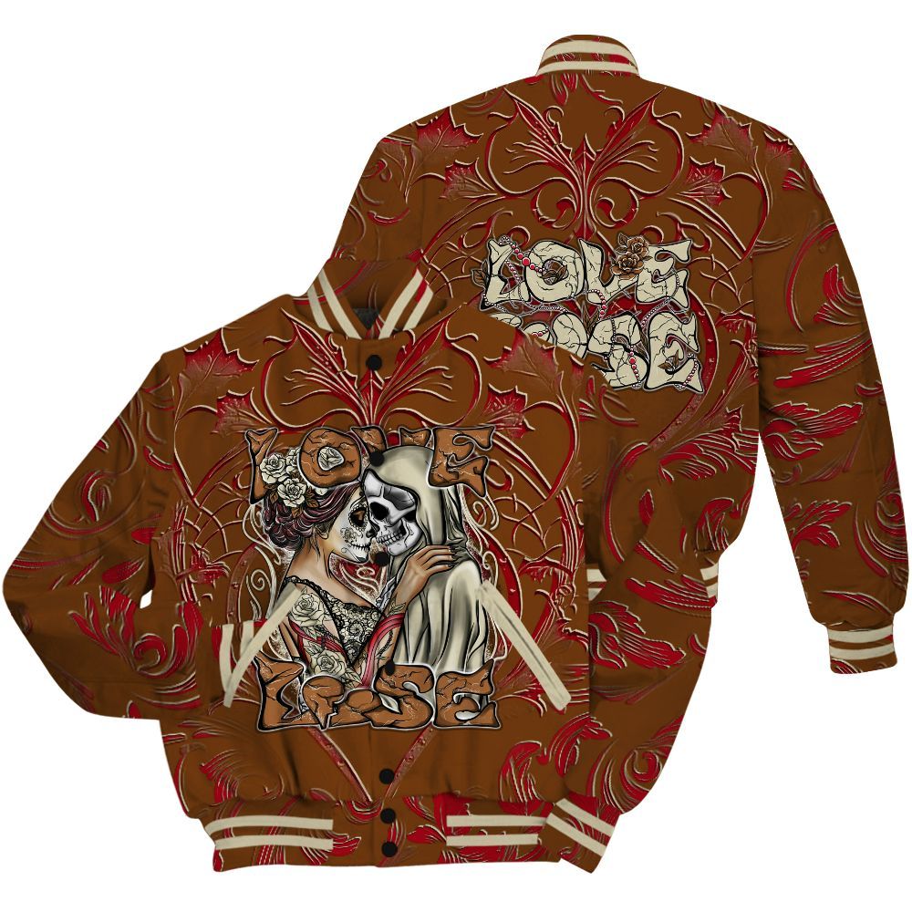 Varsity Jacket To Match Archaeo Brown 5s Shirt - Loves Lose Gothic All Over Print