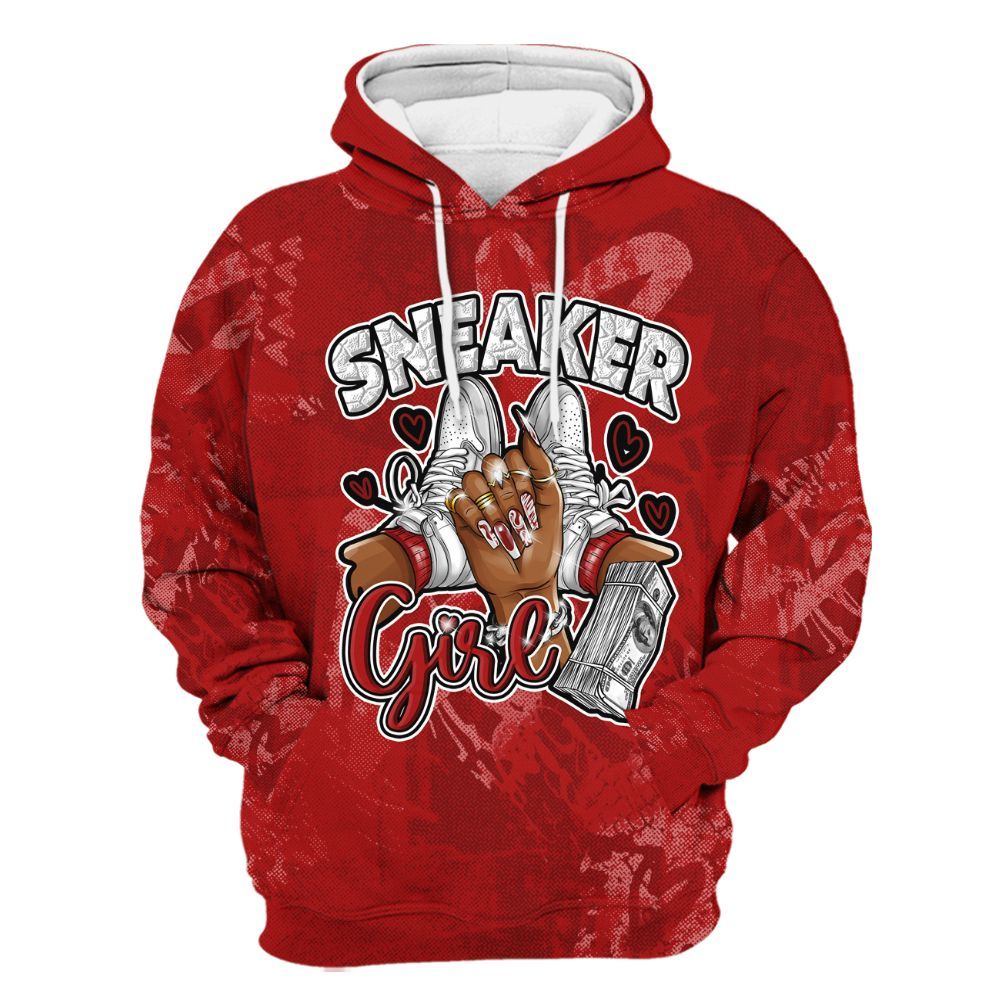 Hoodie To Match Red Taxi 12s - Sneakerz Girlz Heart Grunge All Over Print