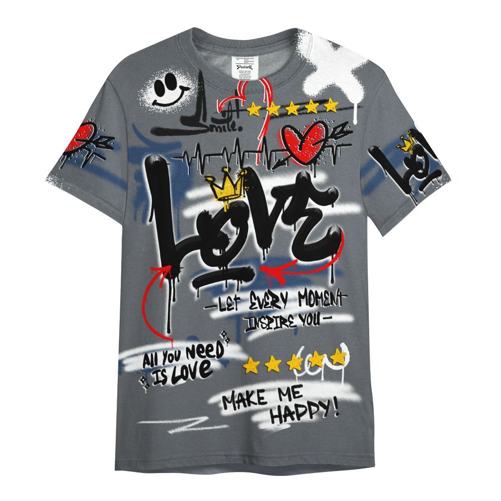 Shirt To Match Flint Grey 9s - Happy Love Beats Graffiti Streetwear All Over Print