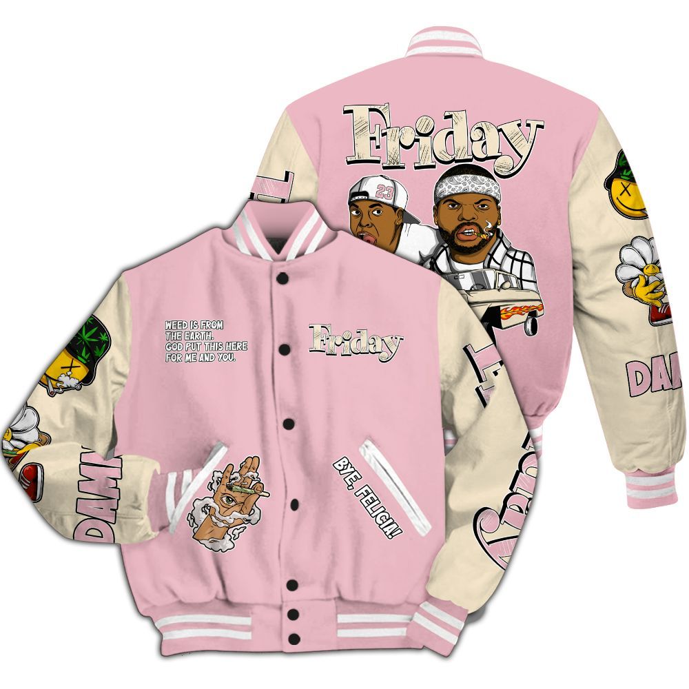 Varsity Jacket To Match Low OG Shy Pink 1s - Friday Sneaker Stress Style All Over Print