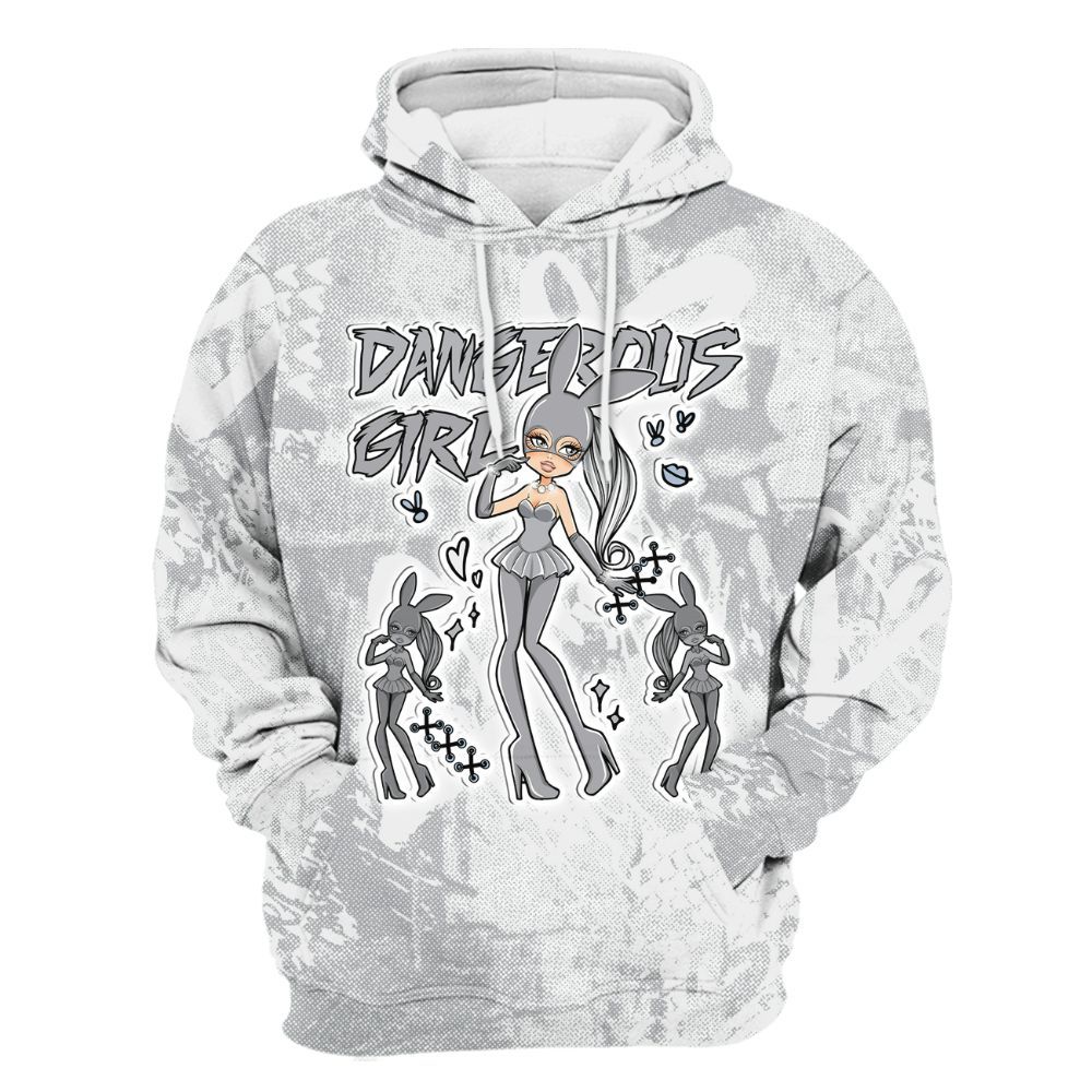 Hoodie To Match Low OG Wolf Grey 1s - Dangerous.Girl Heart Grunge All Over Print