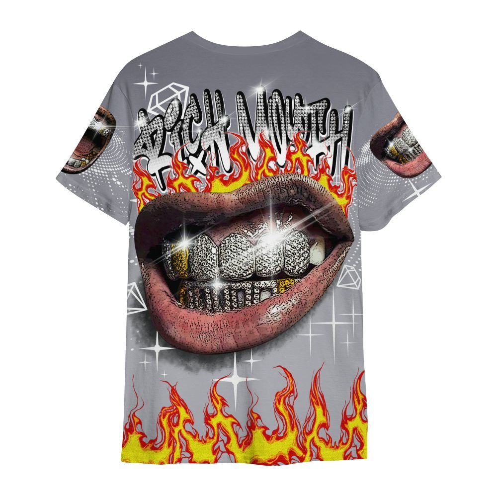 Shirt To Match Low Cement Grey 11s - Rich Mouth Fire Rap Retro 90s All Over Print