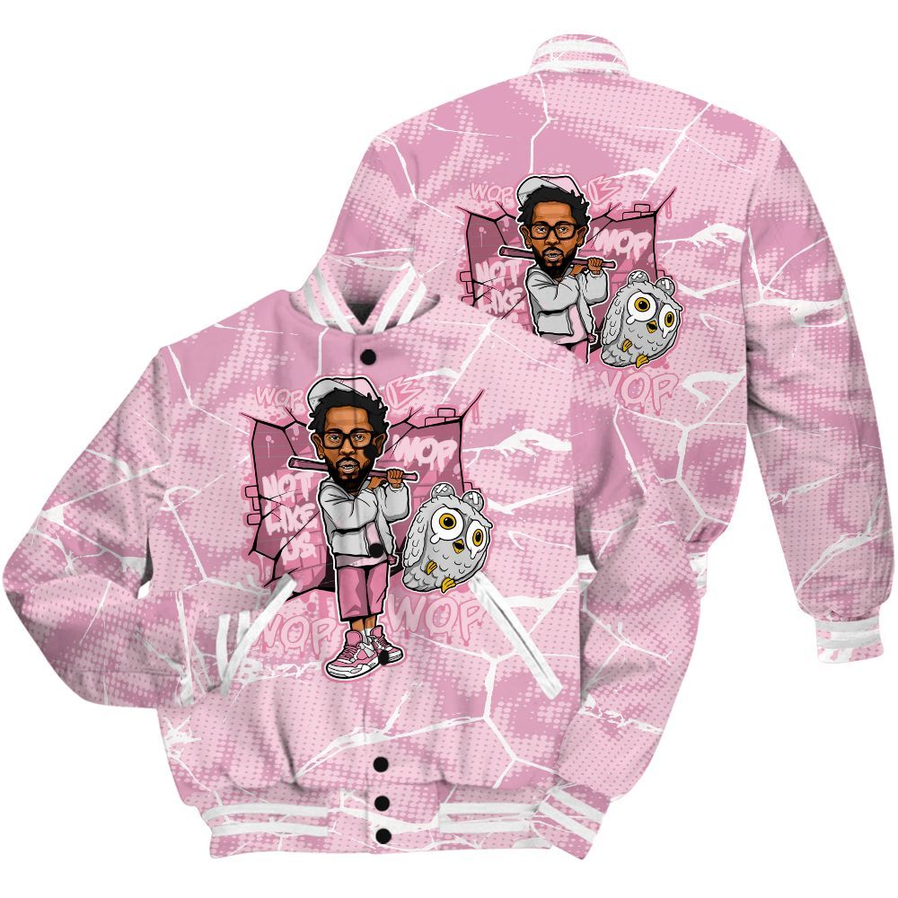 Varsity Jacket To Match Orchid 4s Shirt - None Like ComptonCity Graphic Crack All Over Print