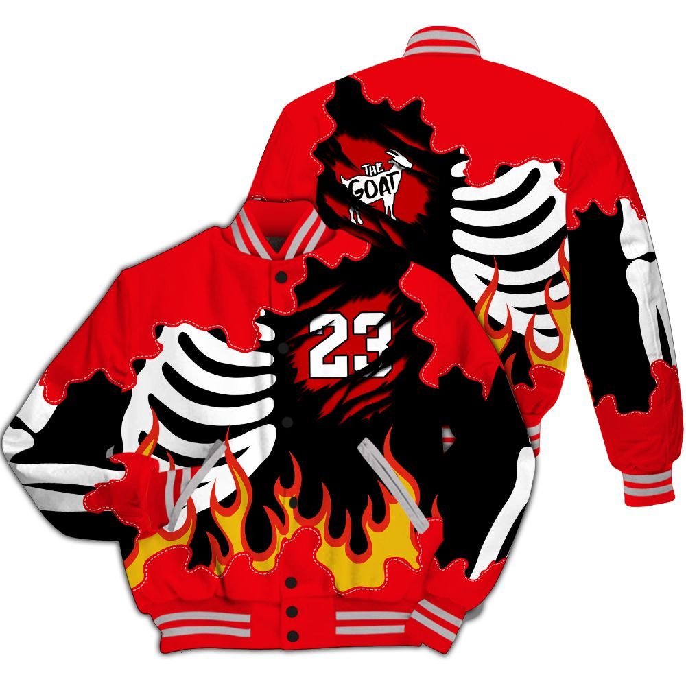 Varsity Jacket To Match Air Max 1 Low Poly - Burning Skeleton 23 G.O.A.T All Over Print