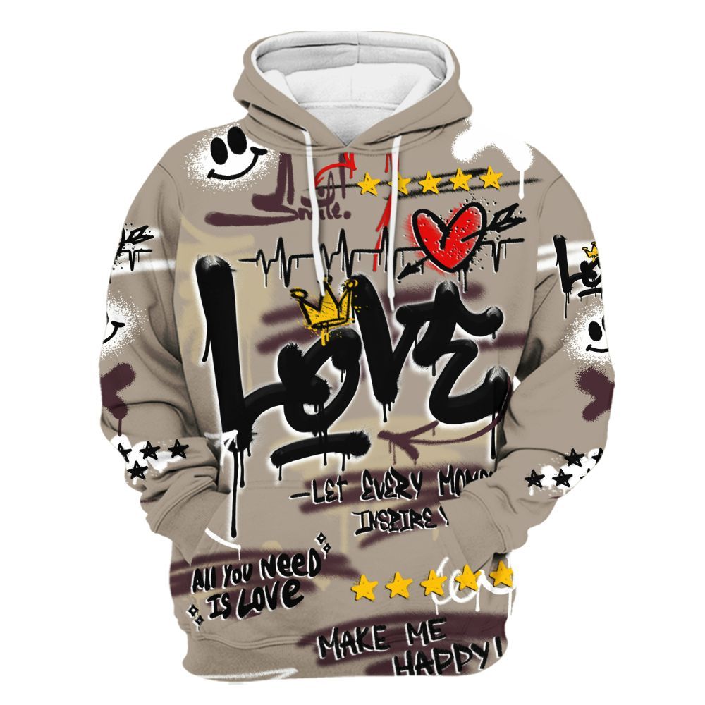 Hoodie To Match AMM Retro Phantom 4s - Happy Love Beats Graffiti Streetwear All Over Print
