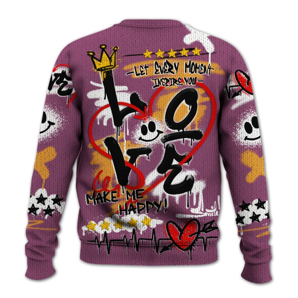 Knitted Sweater To Match High OG Brotherhood 1s - Happy Love Beats Graffiti Streetwear