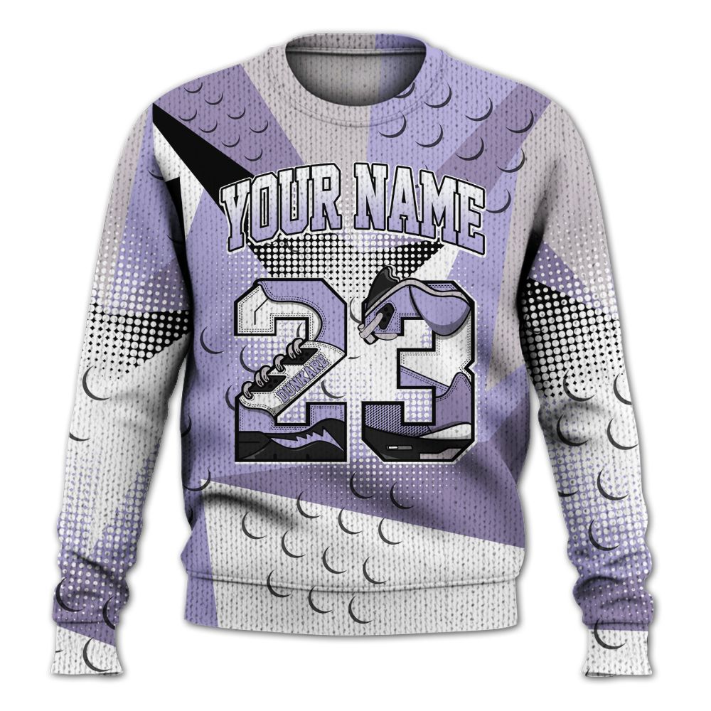 Knitted Sweater To Match Low Pure Violet 11s - Poly Custom Name Number 23 5s