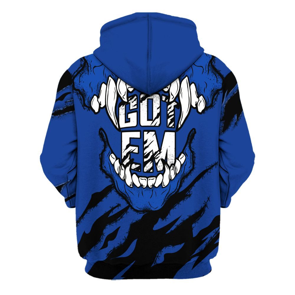 Hoodie To Match Air Foamposite One Royal - GOT 'EM Skeleton Scratch All Over Print
