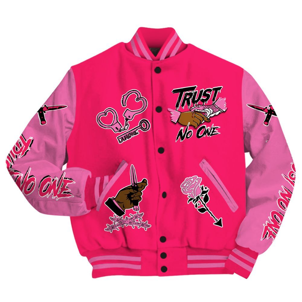 Varsity Jacket To Match Air VaporMax Plus Triple Pink - Trust No One Dripping All Over Print