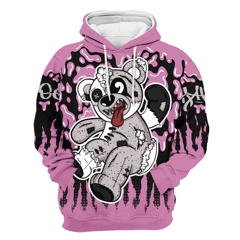 Hoodie To Match Neutral Grey Black White Orchid 4s - Havok Bear Dripping All Over Print