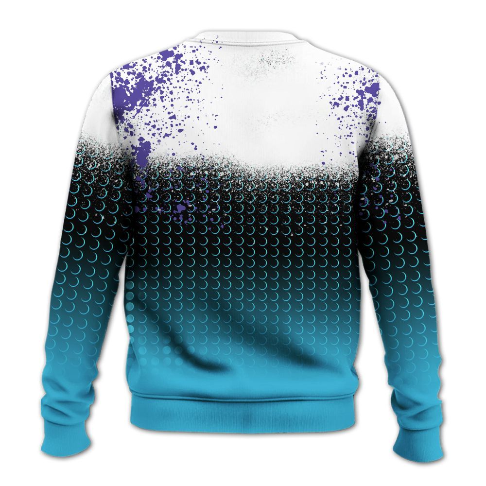 Sweatshirt To Match Retro Aqua 6s - Halftone Time Is Money All Over Print