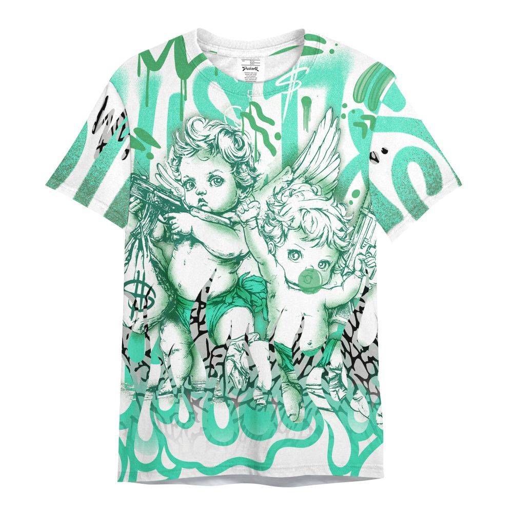 Shirt To Match Black Green Glow 3s - Angel Hustle Hard Green Glow 3s All Over Print