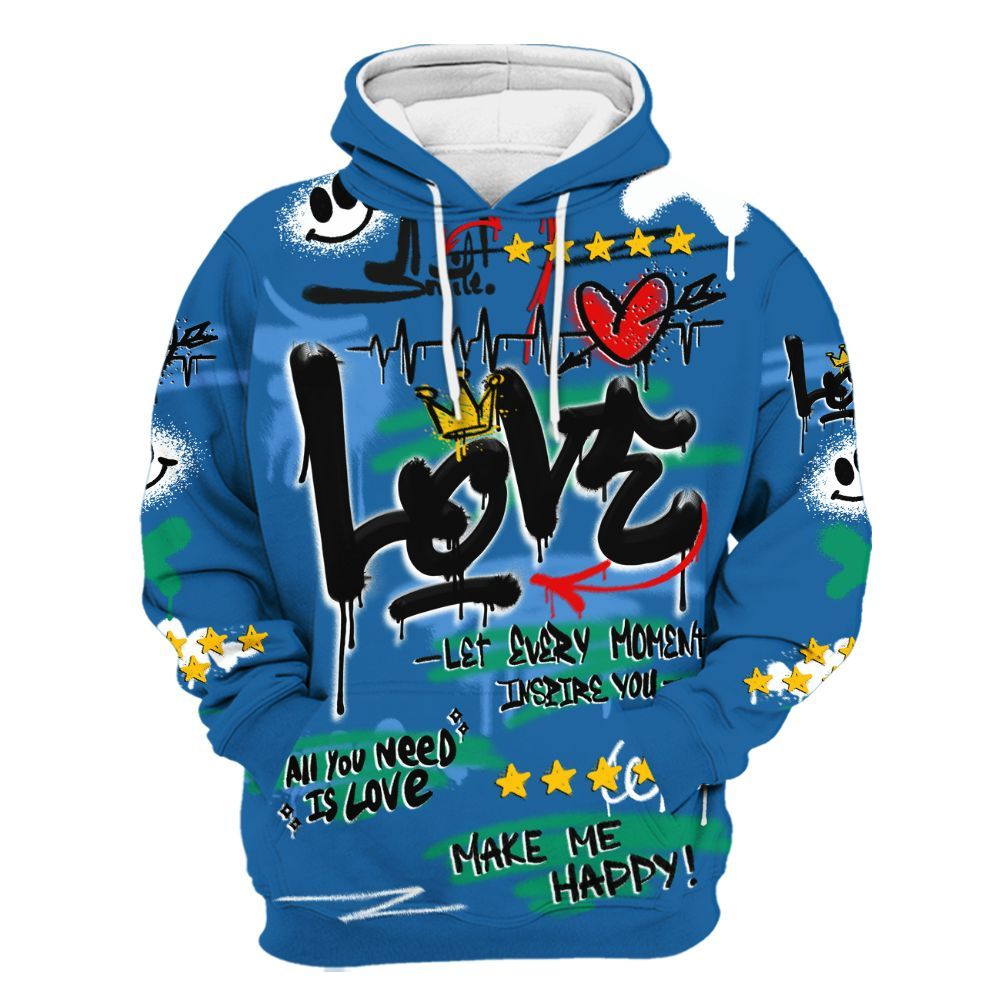 Hoodie To Match 95 Big Bubble Slate - Happy Love Beats Graffiti Streetwear All Over Print