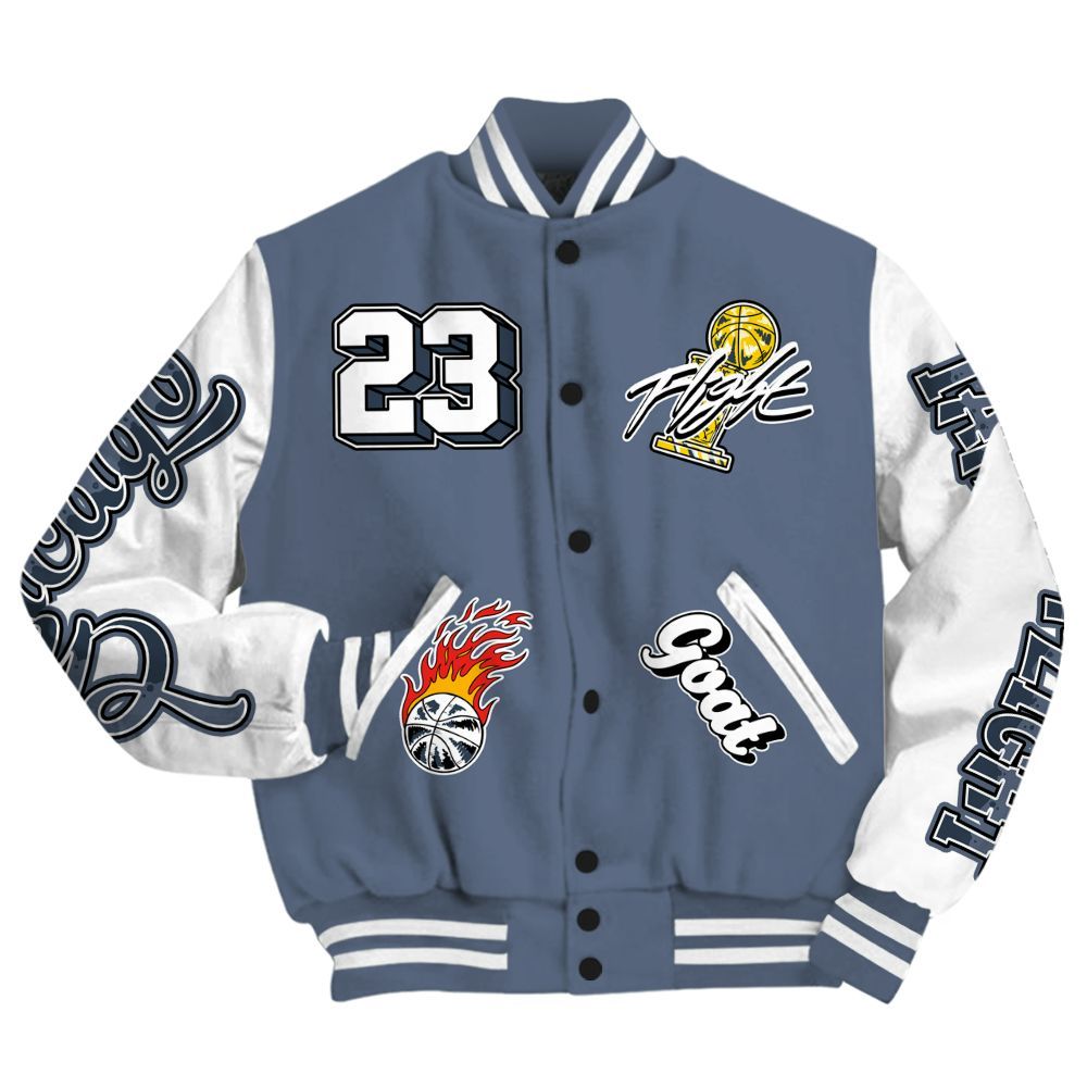 Varsity Jacket To Match Low Diffused Blue 11s - Number 23 Basketball Bear All Over Print