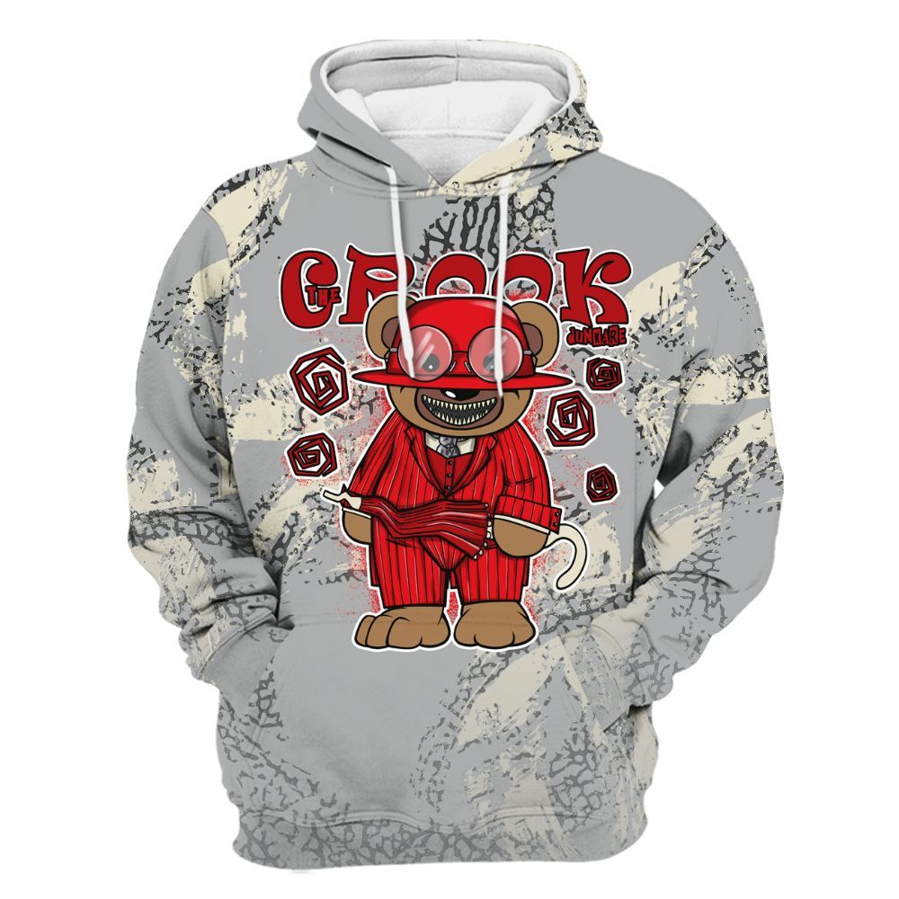 Hoodie To Match Cement Grey 3s - Swindler Bear Circle Slpash All Over Print