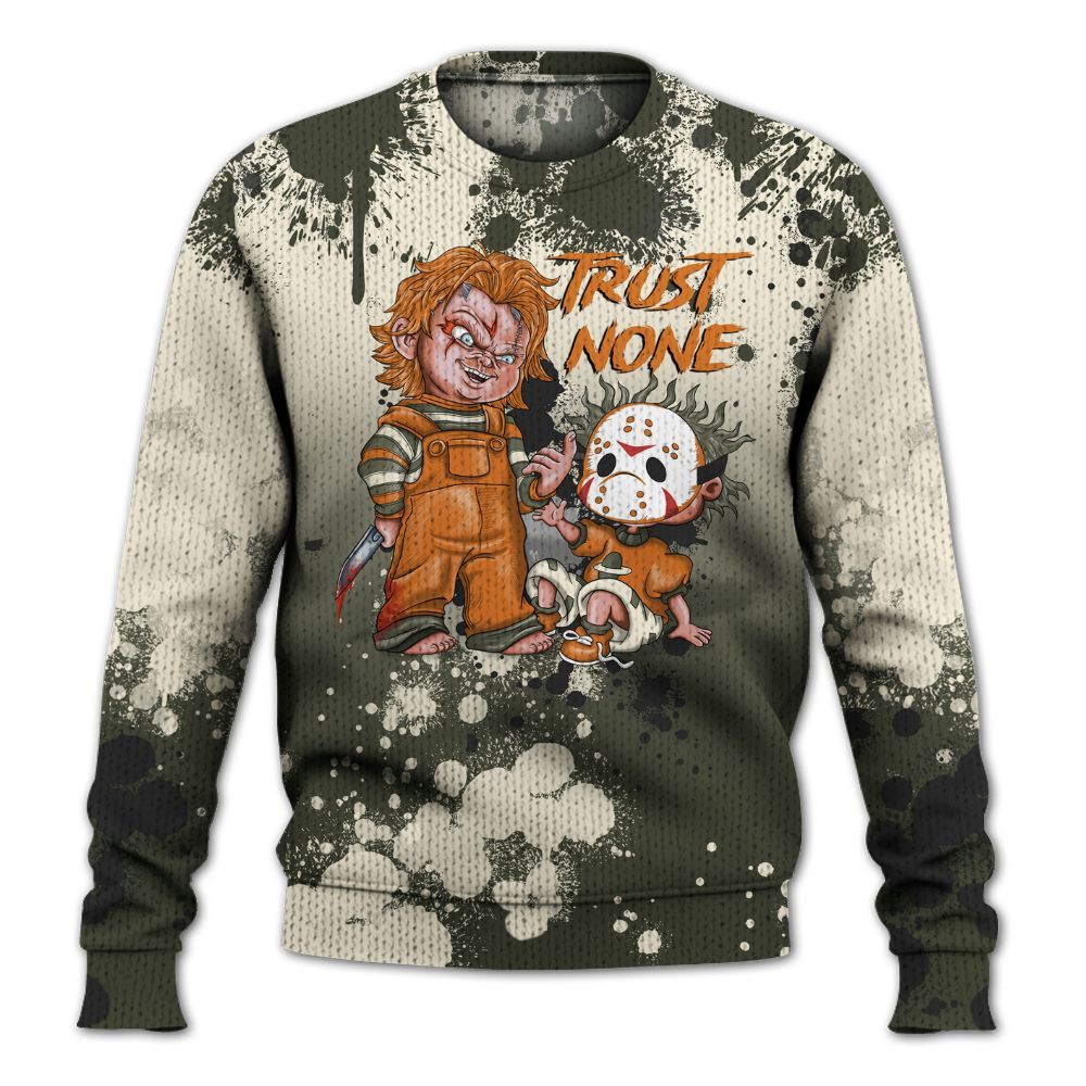 Sweater To Match Retro Undefeated 4s - Trust No One Scary Graphic
