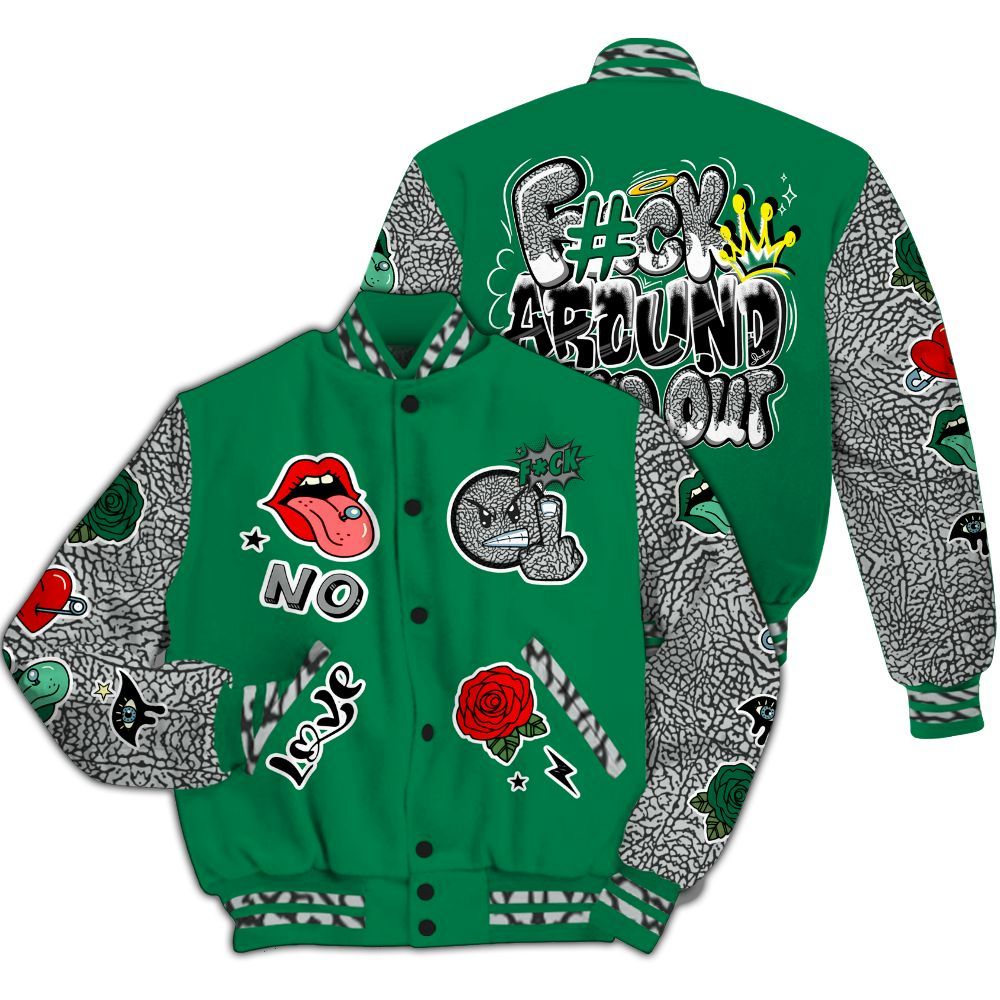 Varsity Jacket To Match Pine Green 3s - FK Around Find Out All Over Print