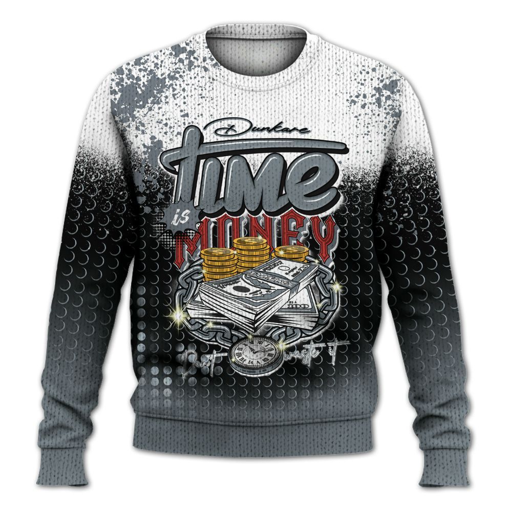 Knitted Sweater To Match Wolf Grey 13s - Halftone Time Is Money